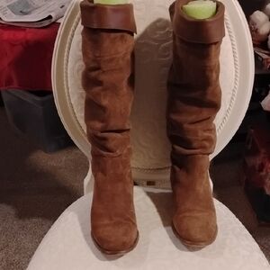 Michael Kors Tan Suede Over the Knee Boots